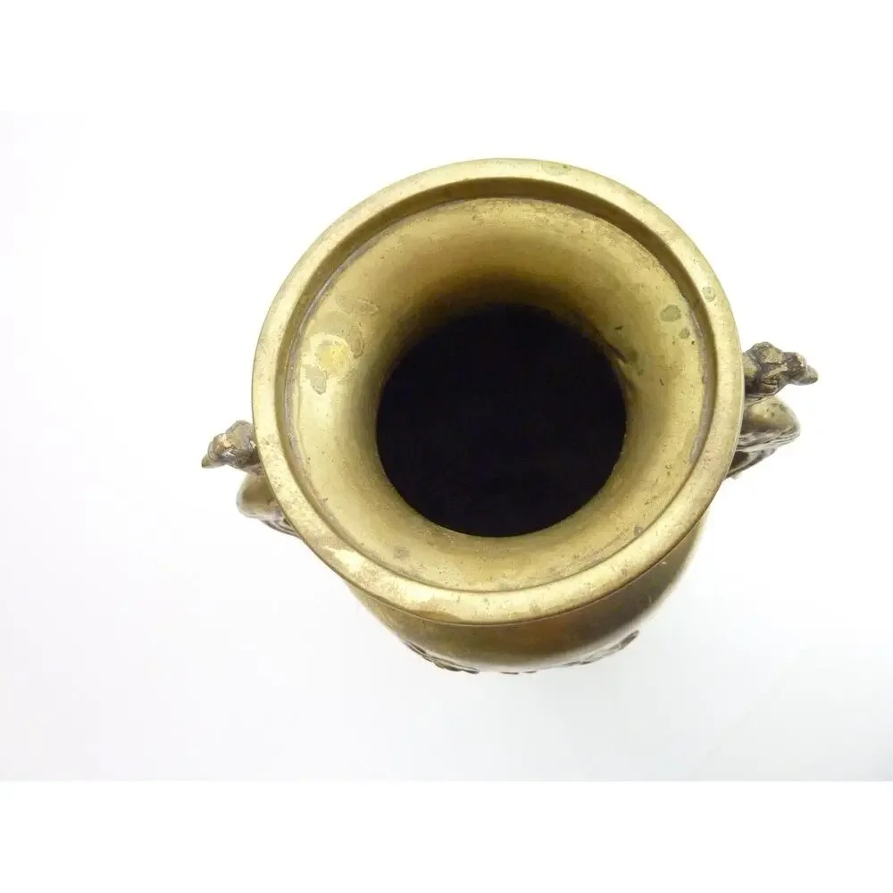 Vintage Brass Vase Incense Flower Chinese Pot Home Decor
